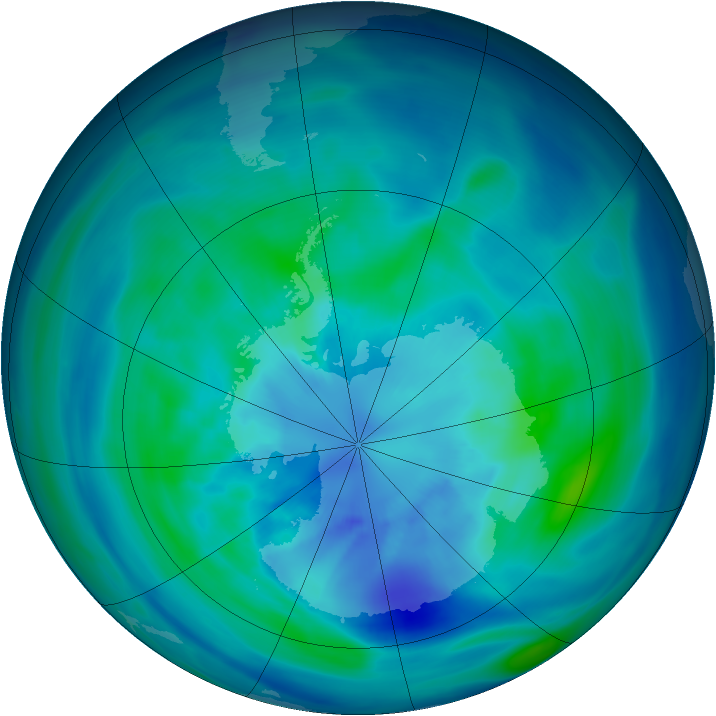 Antarctic ozone map for 23 March 2005